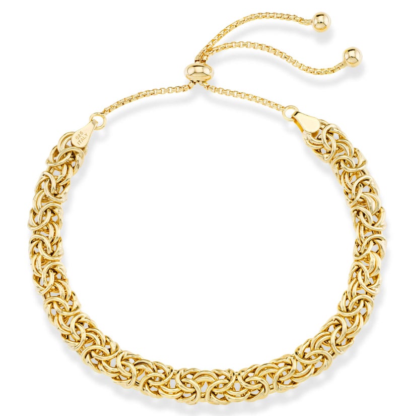 Miabella Italian 925 Sterling Silver, 18K Gold Plated Byzantine Bolo Bracelet for Women, Adjustable Bracelet, Handmade in Italy (yellow-gold-plated-silver) - Image 2